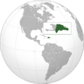 Island of Hispaniola (break out box) and the Dominican Republic (in green)