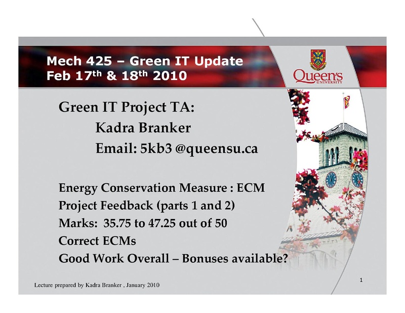 Mech 425 ECM Review Lecture 17th and 18th