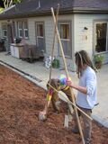 Fig 2:Using an A-Frame to contour trench swales to hillside