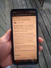 Step 7: Use smart device to search for information within the stored libraries. The user is depicted searching Appropedia for ways to use the sun to disinfect water for consumption.