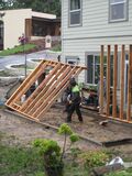 Mounting each half of the frame to the foundation