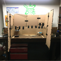 The actual dimensions: This prototype showed the actual size of the design and how it would hang over the desk.