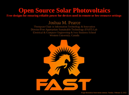 Open source solar photovoltaics for ensuring power in remote and low-resource settings