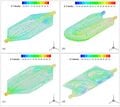 CFD results of flue gas streamlines in HEs