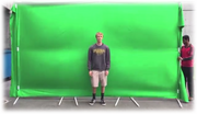 Portable green screen A large portable green screen for the video editing class.