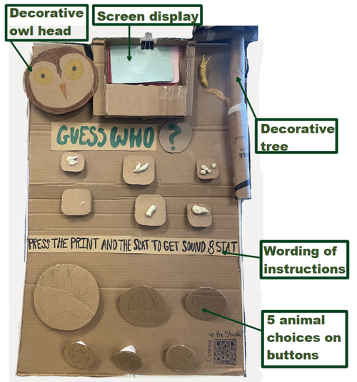 First Prototype made of cardboard, clay, and paper.