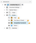 Figures 6.1-6.3: Plane cutting operation and mesh repair in Fusion360.
