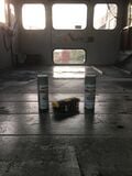 Step 4a. Scrape off converted rust with metal brush, wipe and Shop-Vac surface clean, then prime with Rustoleum Galvanized Steel primer