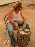 Sean letting his inner blacksmith out.