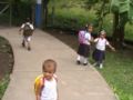 Fig 2: Students walking home from the school which will manage the completed library