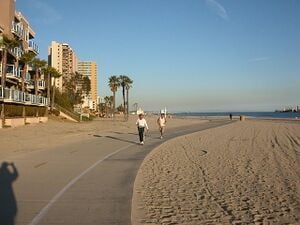 Bike path in Long Beach on beach.JPG