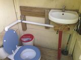 To conserve water the sink drains to the toilet tank, and the water is then used for the next flush.