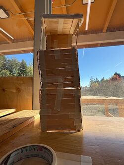 An image of a scale model popsicle stick prototype for the stage focus wooden box