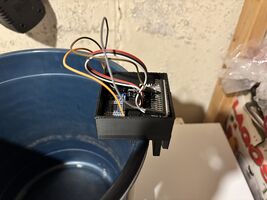 Prototype of the Water Level Monitor mounted on a bucket