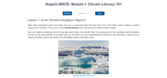 Sadiat Adetoro Salau created NaijaCLIMATE, a two-module course on climate adaptation based on open sources such as Wikipedia pages to address disinformation in her local setting.