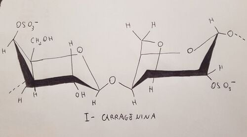 Hand-drawn chemical structure diagram of iota-carrageenan