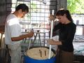 Figure 4: Alyssa and Mario insulating exchanger with wood chips (2005).