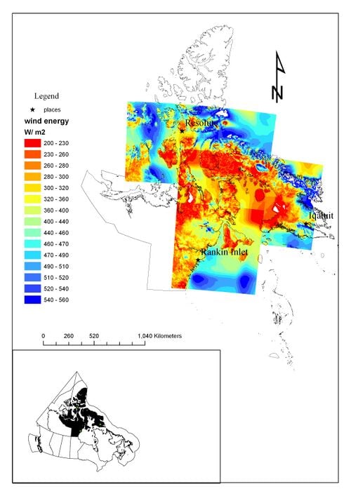 Wind potential in Nunavut