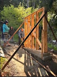 Hempcrete wall frame that was built by Wade