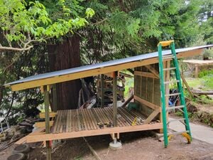 Shed with finished roof