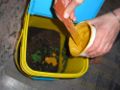 Composting old paint into bucket from ACRC