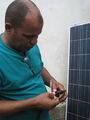 Wiring into the plugs to connect to the solar panel.