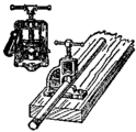 Fig. 6 - A pipe vise is used by plumbers, steamfitters, and others who do considerable cutting and threading of pipe. The vise can be bolted to a plank or mounted on a stand to make it easy to transport.