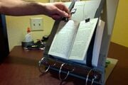 All Book No Hands book reader Upcycled binders into book readers.