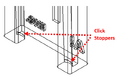 The stopping mechanism of slider and clip/sheath that clicks upon leveling.