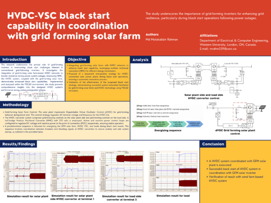 HVDC-VSC black start capability in coordination with grid forming solar farm