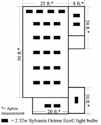 Figure 6. Layout of buildings current lighting system (designed by Sabre Ethridge)