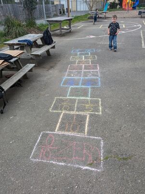 Chalk prototype of fraction path.