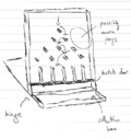 Early sketched concept of custom Galton Board