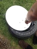 Parabolic Heater- Focuses the Sun's energy to a point where the wax has been placed.